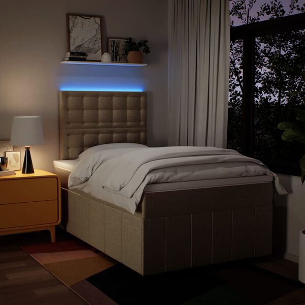 vidaXL kontinentalseng med madras 120x190 cm stof cremefarvet