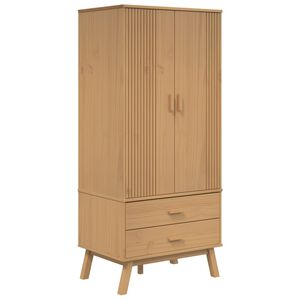 vidaXL kl&aelig;deskab OLDEN 76,5x53x172 cm massivt fyrretr&aelig; brun