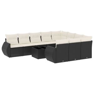 vidaXL sofas&aelig;t til haven 11 dele med hynder polyrattan sort