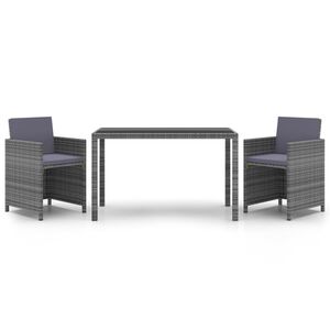 vidaXL spisebordss&aelig;t til haven 3 dele med hynder polyrattan gr&aring;