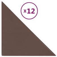 vidaXL vægpaneler 12 stk. 30x30 cm 0,54 m² kunstlæder brun