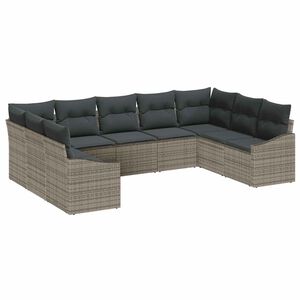 vidaXL Sofa S&aelig;t med pude 9 pcs Gr&aring; polyrattan