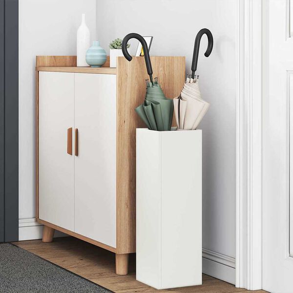 vidaXL Parasolfod med opbevaring Hvid 15,5 x 15,5 x 49 cm Metal