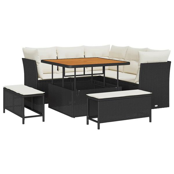 vidaXL Havesofa S&aelig;t 8 pcs Sort polyrattan