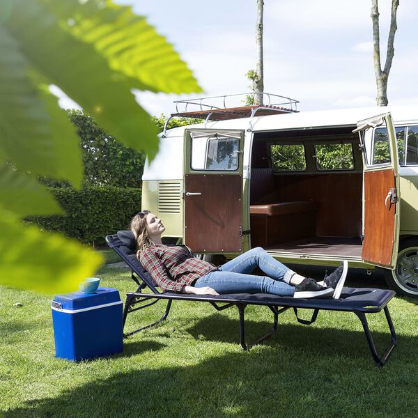 Campart Travel foldbar campingliggestol Siena 200x67x35 cm marinebl&aring;