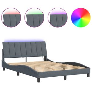 vidaXL sengeramme med LED uden madras Hanko 140x190 cm velour m&oslash;rkegr&aring;