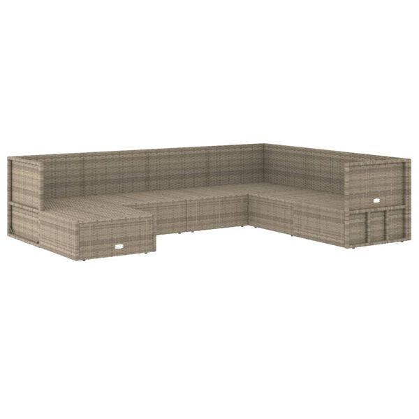 vidaXL loungesæt til haven 7 dele med hynder polyrattan grå