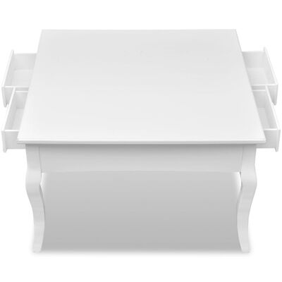 vidaXL sofabord med 4 skuffer hvid