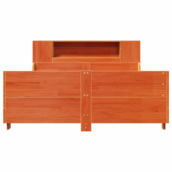 vidaXL sengeramme uden madras 140x200 cm massivt fyr gyldenbrun