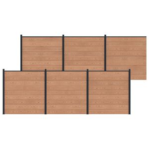 vidaXL Hegnspanel 6 pcs WPC og Aluminium Brun