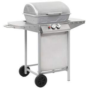 vidaXL gasgrill med 2 madlavningszoner rustfrit st&aring;l s&oslash;lvfarvet