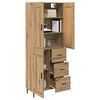 vidaXL Highboard med skuffe 2 pcs Artisan Egetr&aelig; Konstrueret tr&aelig;