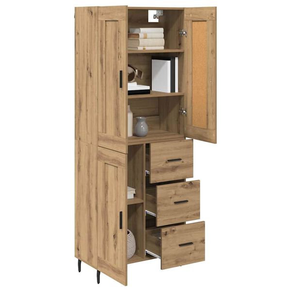 vidaXL Highboard med skuffe 2 pcs Artisan Egetr&aelig; Konstrueret tr&aelig;