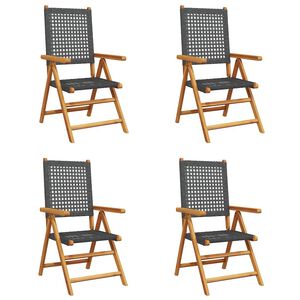 vidaXL Klapstole med 4 l&aelig;nefunktion i sort polyrattan og massivt tr&aelig;