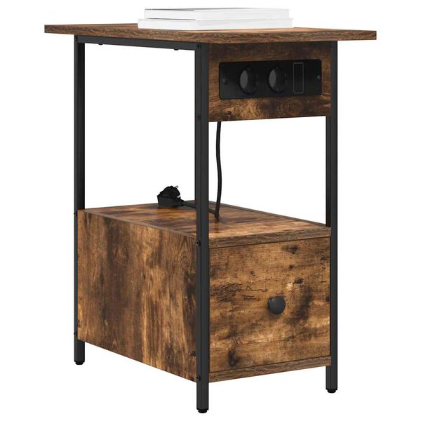 vidaXL Natskab med skuffe R&oslash;get eg 60 x 30 x 61 cm Konstrueret tr&aelig;