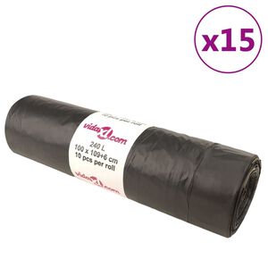 vidaXL affaldsposer med lukkesnor 150 stk. 240 l sort