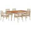 vidaXL spisebordss&aelig;t til haven 7 dele med hynder polyrattan beige