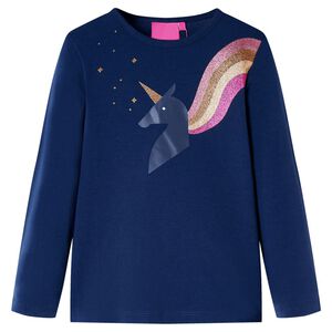 Lang&aelig;rmet T-shirt til b&oslash;rn str. 92 marinebl&aring;