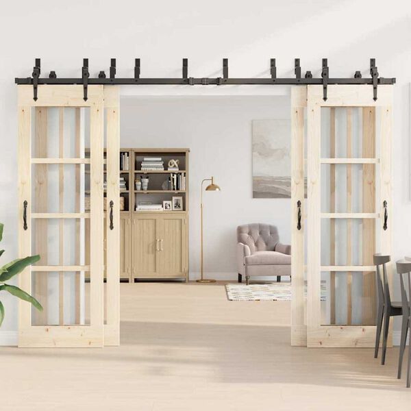 vidaXL skinnesæt til skydedør 305 cm stål sort