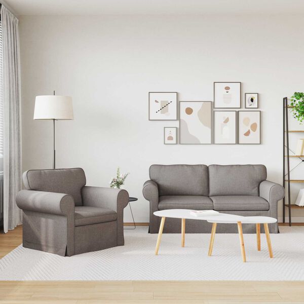 vidaXL Sofa 140cm 2 pcs Gr&aring;brun Metal