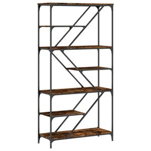 vidaXL bogreol 91x36x176 cm konstrueret tr&aelig; og jern r&oslash;get egetr&aelig;