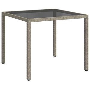 vidaXL havebord 90x90x75 cm h&aelig;rdet glas og polyrattan gr&aring;