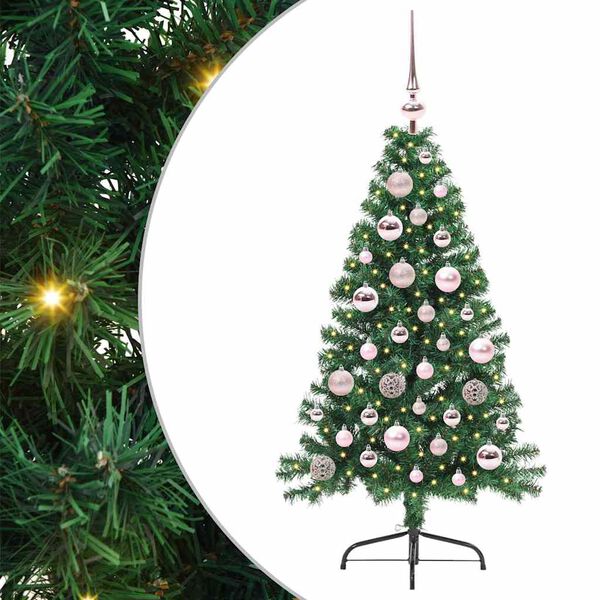 vidaXL Kunstig Forbelyst Juletræ med 150 LED'er Grøn 120 cm PVC