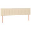 vidaXL sengegavl med LED-lys 160x5x78/88 cm stof cremefarvet