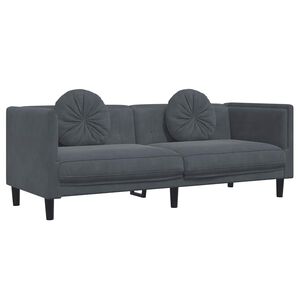 vidaXL 3-personers sofa med hynder velour m&oslash;rkegr&aring;