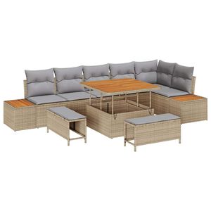 vidaXL Havesofa S&aelig;t 9 pcs Beige polyrattan