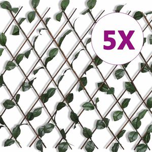 vidaXL pilehegn med espalier med kunstige blade 5 stk. 180 x 90 cm