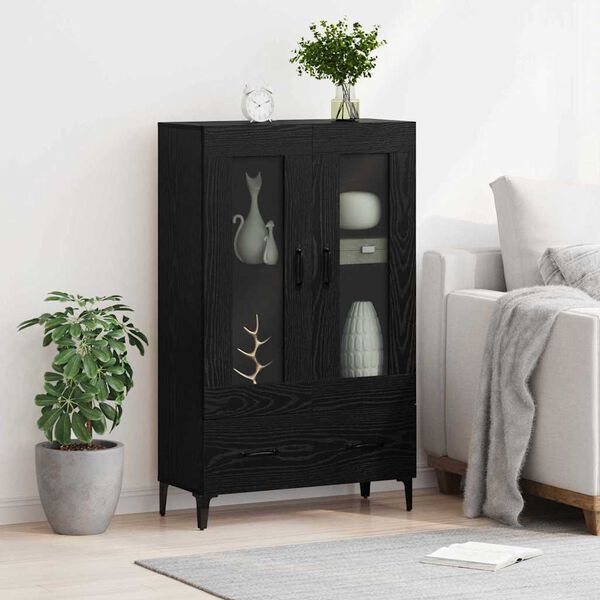 vidaXL Highboard Sort eg 70 x 31 x 115 cm Ingeni&oslash;rt tr&aelig; og jern