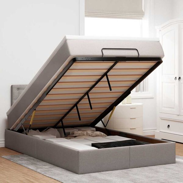 vidaXL osmannisk sengeramme med madras 120x200 cm stof gr&aring;brun