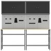 vidaXL Arbejdsbænk sæt med hylde med opbevaring Indstillelig Grå Stål