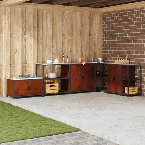 vidaXL K&oslash;kkenopbevaring med hylde Rusten 60 x 50 x 92 cm St&aring;l