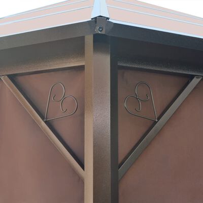 vidaXL pavillon med gardiner aluminium brun 310x270x265 cm