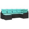 vidaXL Sofa S&aelig;t med pude 6 pcs Sort polyrattan