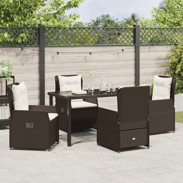 vidaXL Have Spisebordss&aelig;t 5 pcs Brun polyrattan