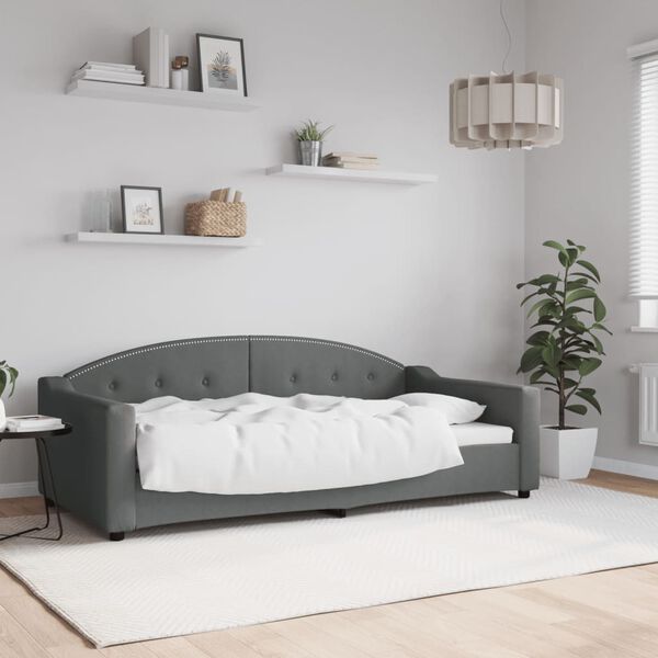 vidaXL daybed 90x190 cm stof m&oslash;rkegr&aring;