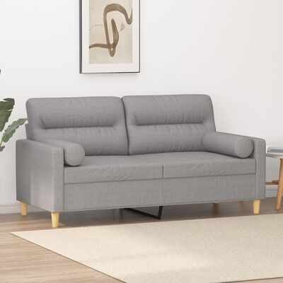 vidaXL 2-personers sofa med puder og hynder 140 cm stof lysegrå