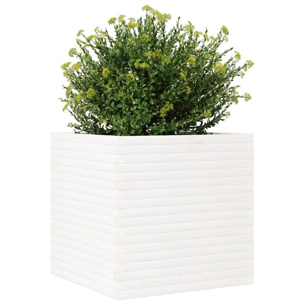 vidaXL plantekasse 70x70x68,5 cm massivt fyrretr&aelig; hvid