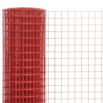 vidaXL hønsenet stål med PVC-belægning 10 x 1 m rød
