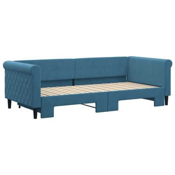 vidaXL daybed med udtræk 90x200 cm velour blå