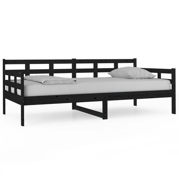 vidaXL daybed massivt fyrretræ sort 90x190 cm