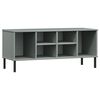vidaXL skoreol med metalben OSLO 106x35x45 cm massivt tr&aelig; gr&aring;