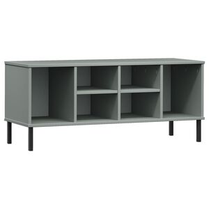 vidaXL skoreol med metalben OSLO 106x35x45 cm massivt tr&aelig; gr&aring;