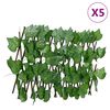 vidaXL espalier 5 stk. med kunstige vinblade 180x20 cm udvidelig gr&oslash;n