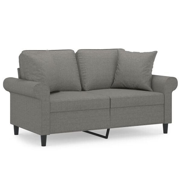 vidaXL 2-personers sofa med puder og hynder 120 cm stof m&oslash;rkegr&aring;