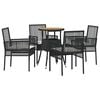 vidaXL Have Spisebordss&aelig;t 5 stk. Sort polyrattan