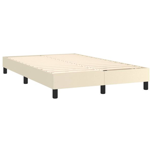 vidaXL Boxspring sengeramme 120x200 cm kunstlæder cremefarvet